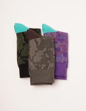 3 lü Paket Kadın Soket Çorap Desenli
