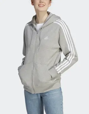 Adidas Veste à capuche entièrement zippée en molleton à coupe standard Essentials 3-Stripes
