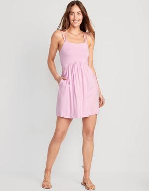 Old Navy Fit & Flare Cross-Back Mini Cami Dress for Women pink