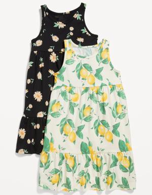 Sleeveless Jersey-Knit Printed Dress 2-Pack for Girls yellow