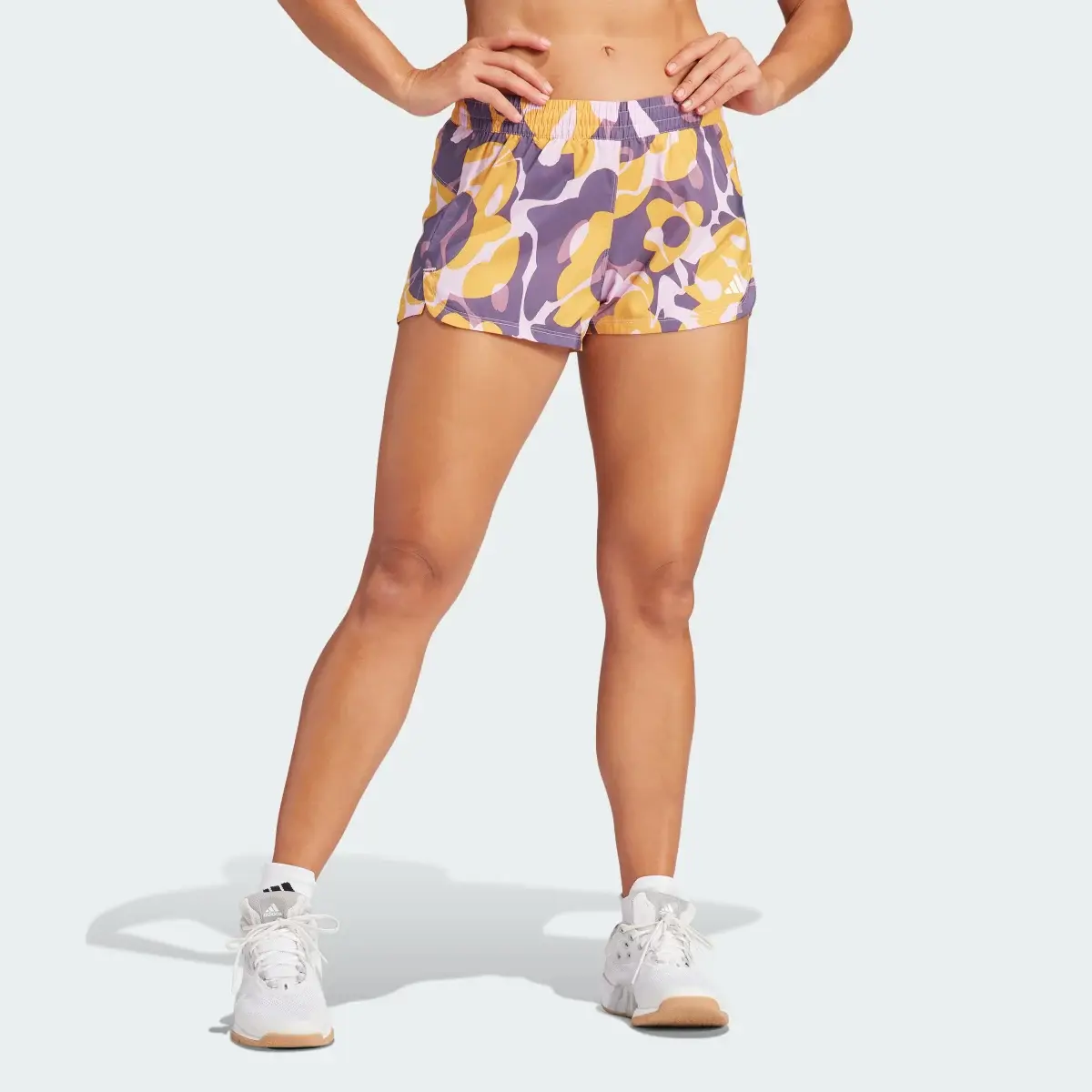 Adidas Pacer Train Essentials Floral-Print Woven Shorts. 1