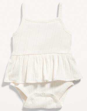 Sleeveless Pointelle-Knit Peplum Bodysuit for Baby white