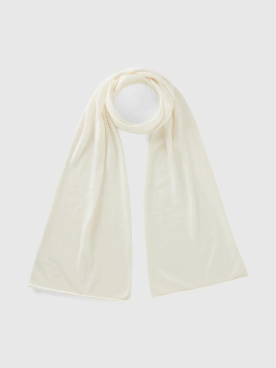 Benetton cream white cashmere blend scarf. 1