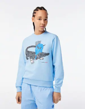 Lacoste Women’s Lacoste x Netflix Loose Fit Organic Cotton Fleece Sweatshirt