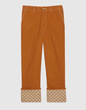 Canvas pant with Interlocking G patch