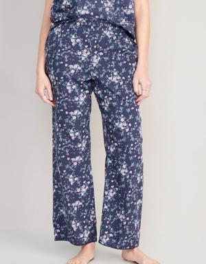 High-Waisted Floral Wide-Leg Pajama Pants for Women blue