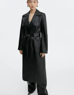 100% leather trench coat