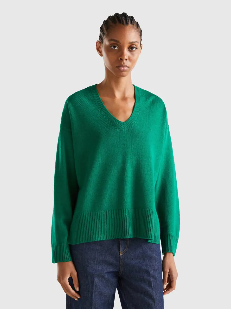 Benetton oversized fit v-neck sweater. 1