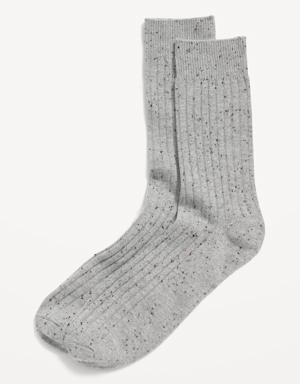 Rib-Knit Speckled-Yarn Socks for Men gray