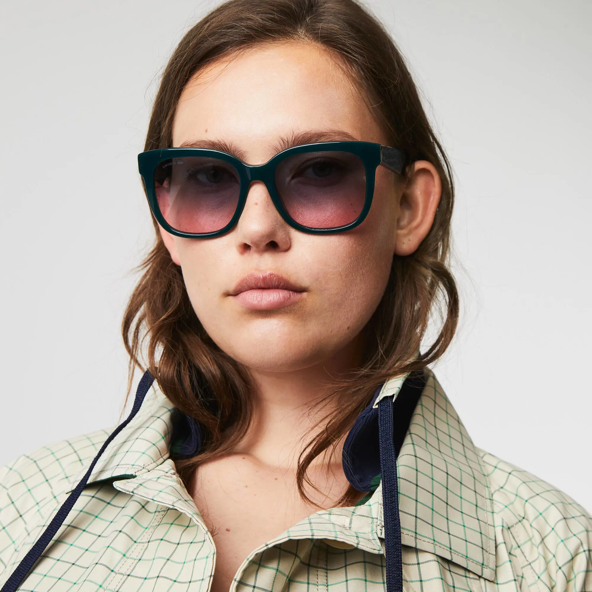 Lacoste Women's Rectangle Acetate Croco Skin Sunglasses. 1