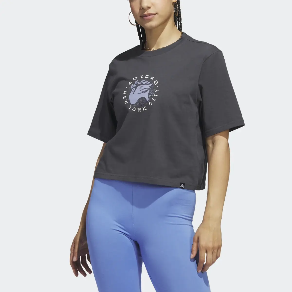 Adidas New York Pigeon Crop Graphic Tee. 1