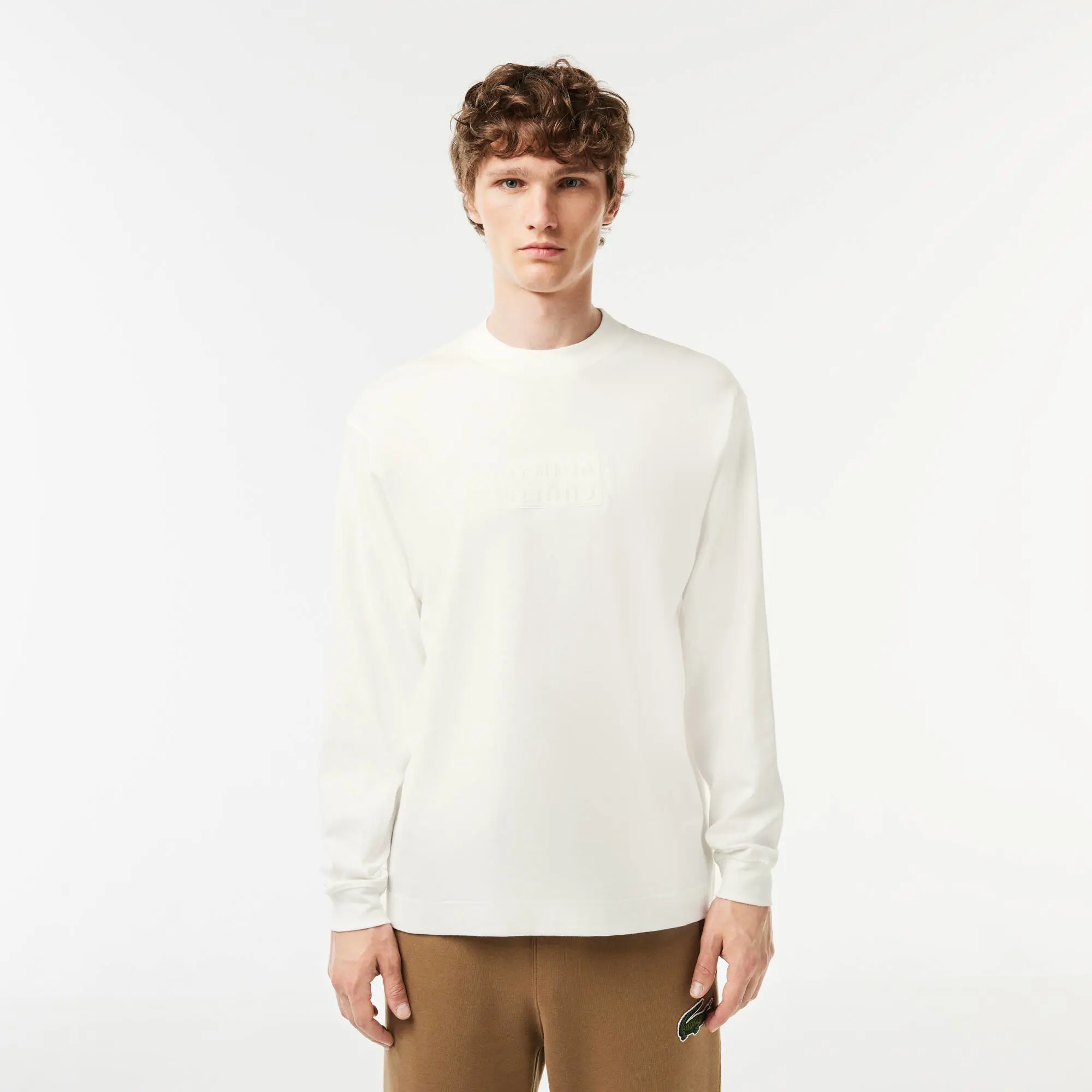 Lacoste Men's Long Sleeve Loose Fit Cotton T-Shirt. 1