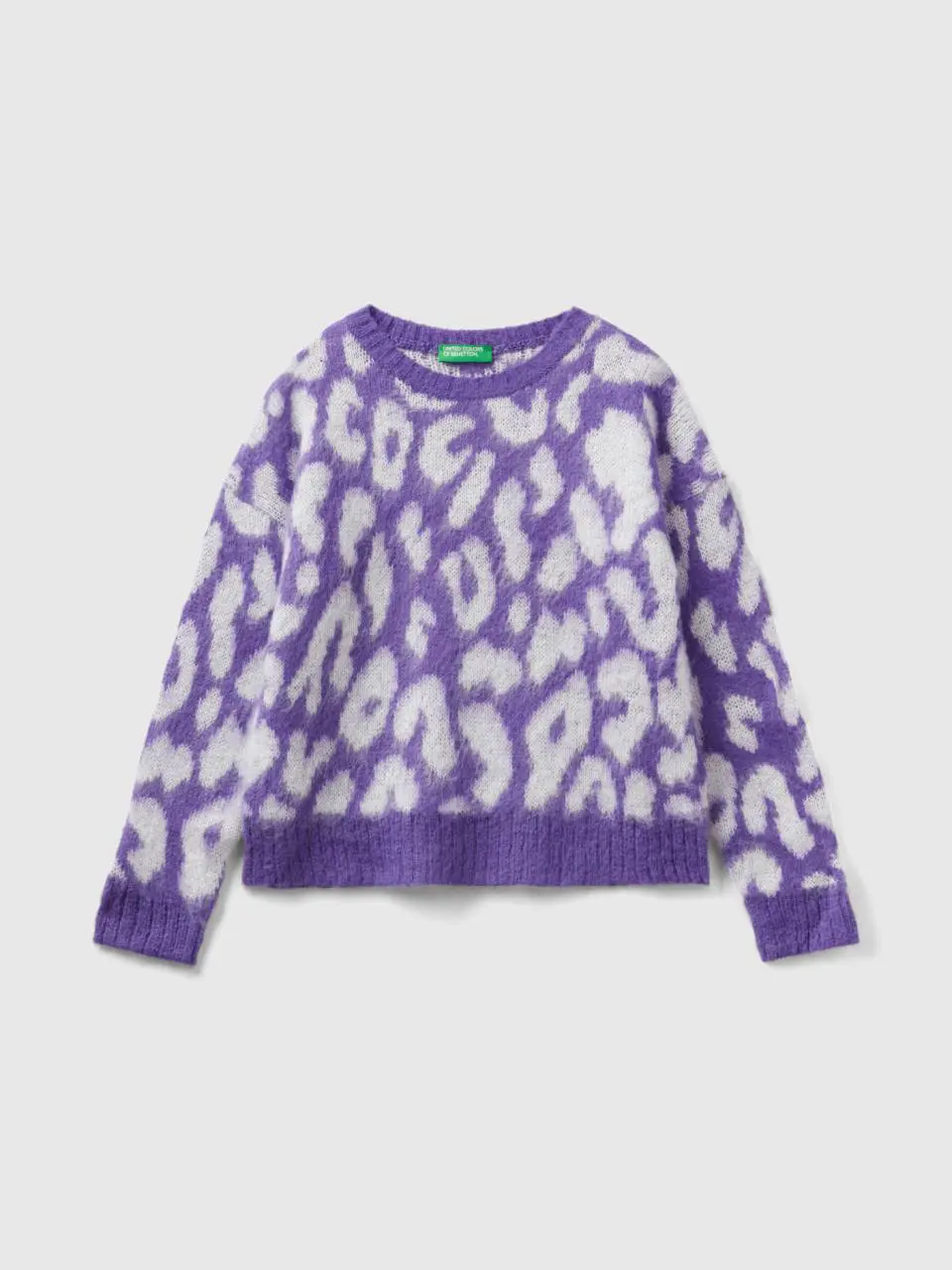 Benetton animal print sweater in wool blend. 1