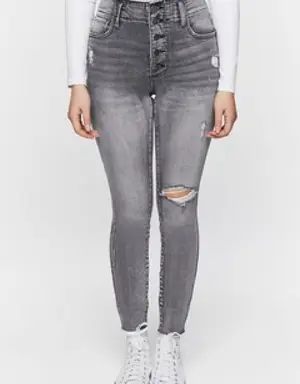 Forever 21 Distressed High Rise Skinny Jeans Denim Washed