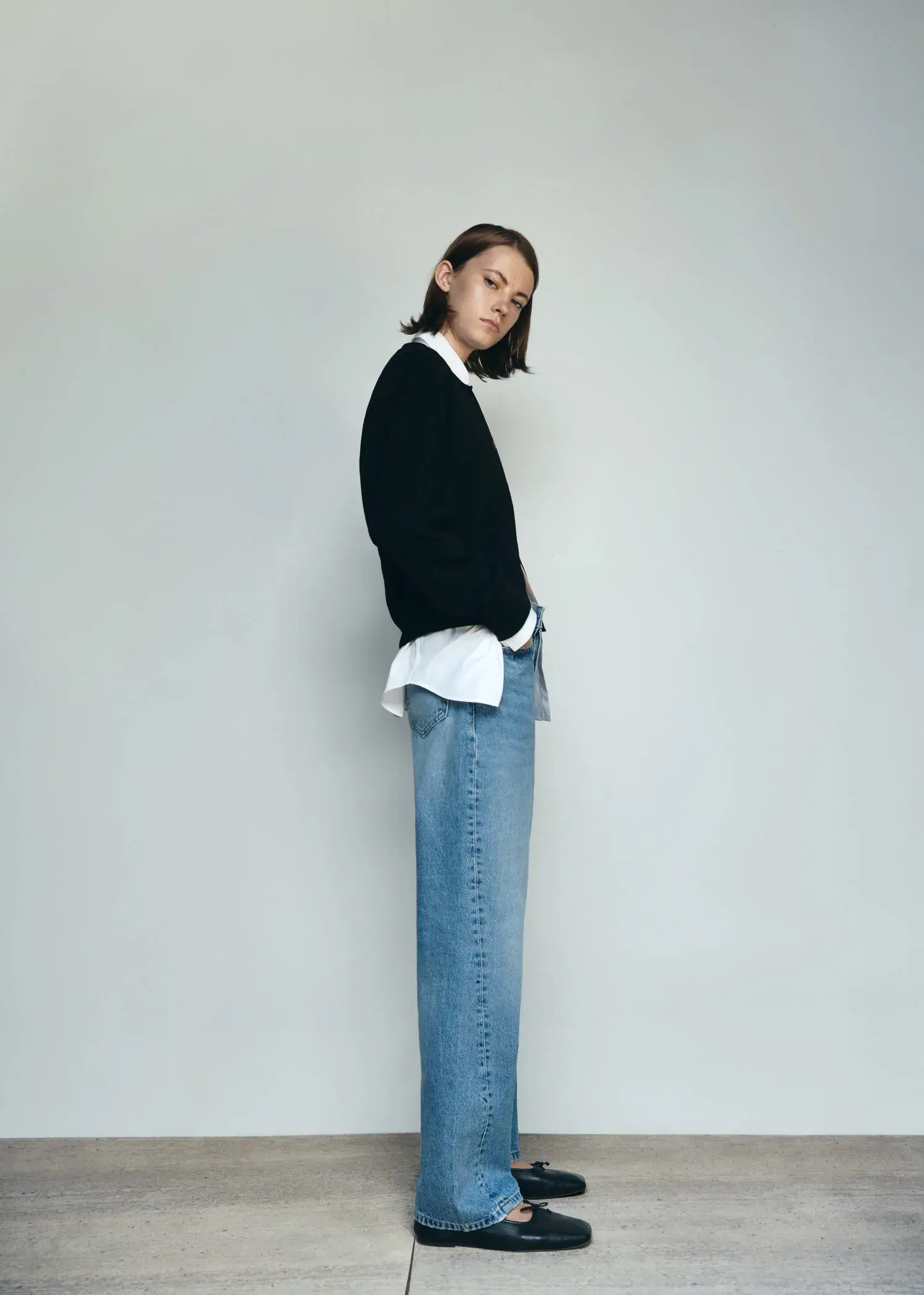 Jeans rectos costuras adelantadas - Mujer