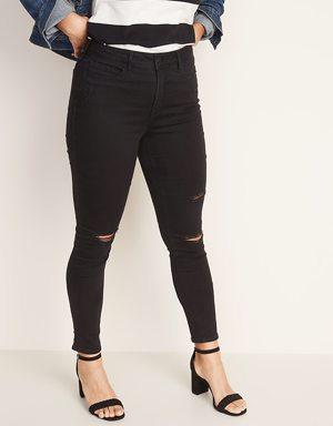 High-Waisted Rockstar Super-Skinny Jeans for Women black