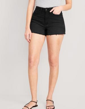 Curvy High-Waisted OG Straight Black Cut-Off Jean Shorts for Women -- 3-inch inseam black