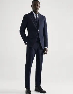 Stretch fabric slim-fit suit trousers