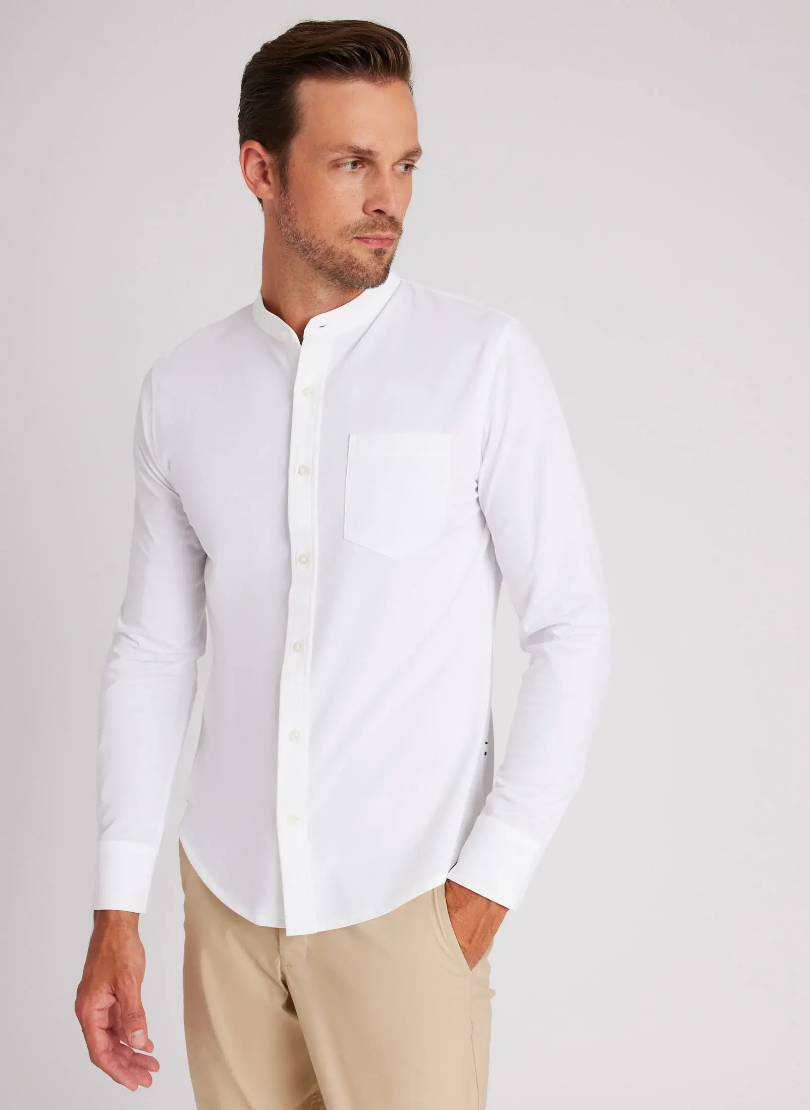 Kit And Ace City Tech Collarless Shirt Standard Fit. 1