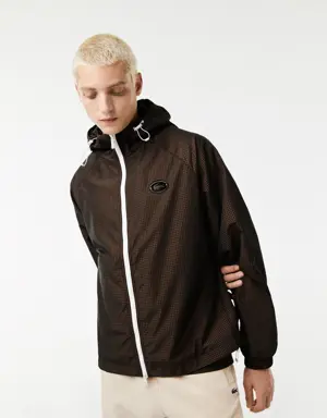 Men's Lacoste Short Hooded Check Twill Jacket