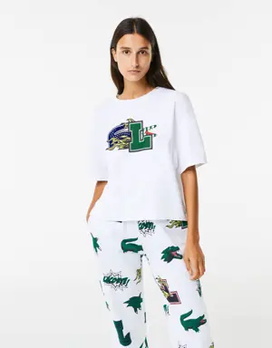 T-shirt femme Lacoste Holiday oversize fit en coton biologique