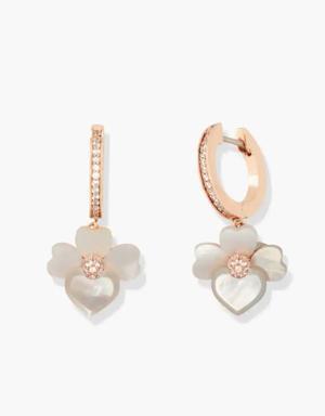 Precious Pansy Pavé Drop Mini Hoops