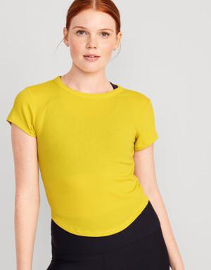 Old Navy Short-Sleeve UltraLite Cropped Rib-Knit T-Shirt for Women yellow