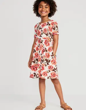 Matching Short-Sleeve Printed Jersey Dress for Girls multi