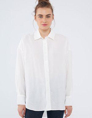 Lux Touch Beyaz Modal Gömlek