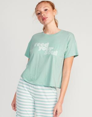 Old Navy Sunday Sleep Cropped Lounge T-Shirt for Women gray