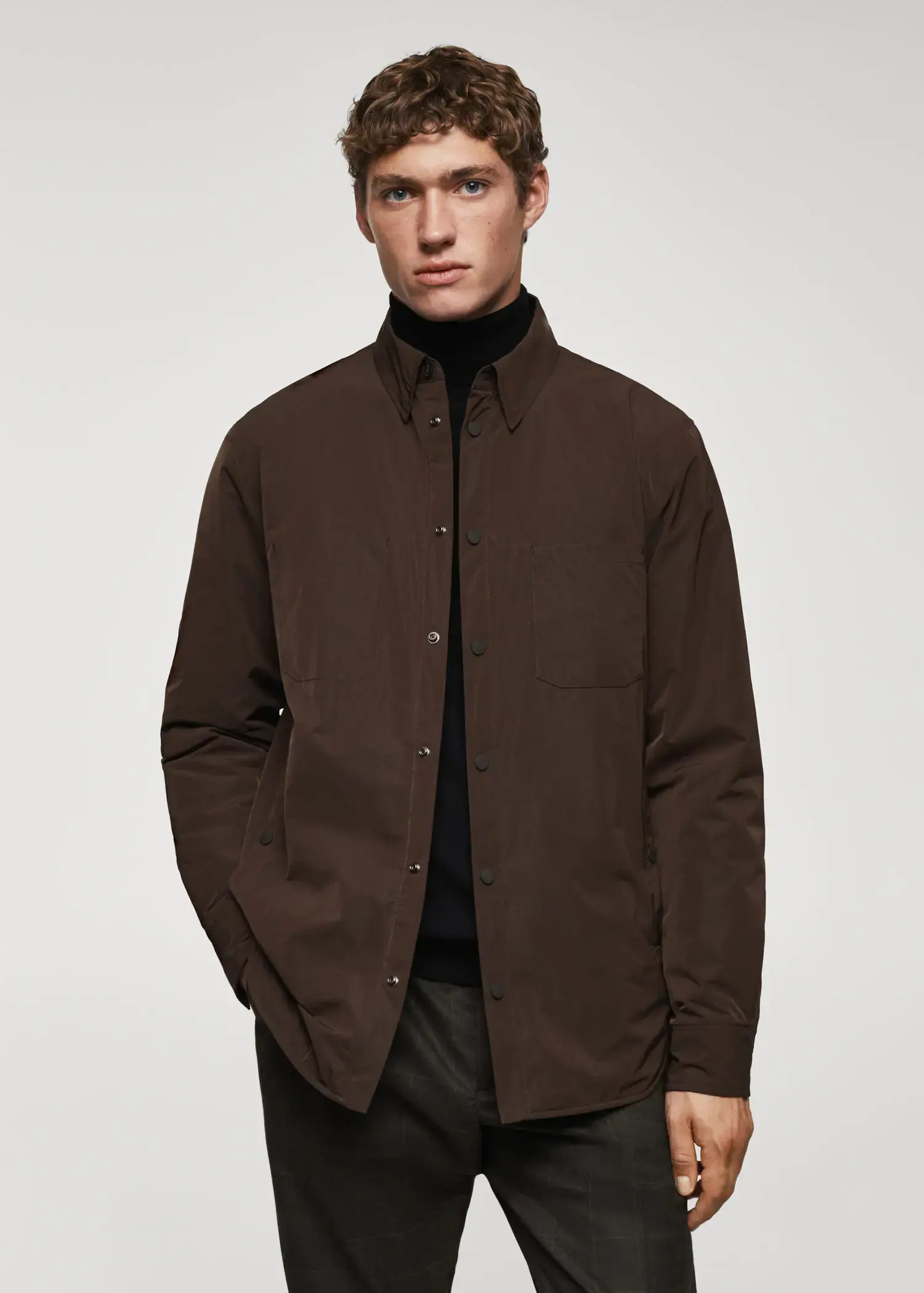 Mango Quilted water-repellent overshirt. 1