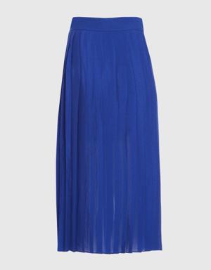 Pleated Blue Midi Skirt