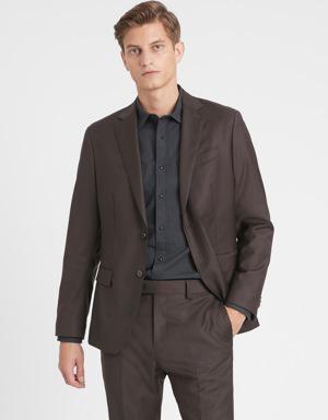 Slim Italian Sharkskin Suit Jacket brown