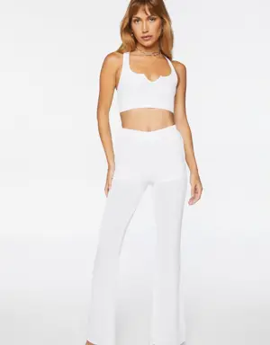 Forever 21 Slinky High Rise Flare Pants Ivory