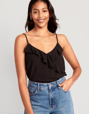 Old Navy Textured Ruffled Wrap-Effect Cami Top for Women black