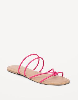 Faux-Leather Strappy Knotted Sandals for Women pink