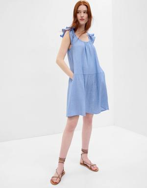 Crinkle Gauze Mini Dress blue