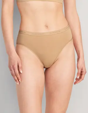 High-Waisted Logo Graphic Classic Bikini Underwear for Women beige