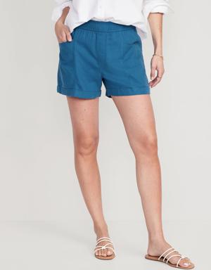 Old Navy High-Waisted Linen-Blend Utility Shorts for Women -- 3.5-inch inseam blue