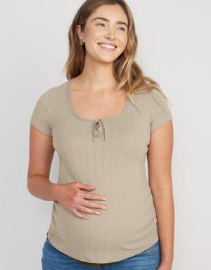 Old Navy Maternity Pointelle-Knit Top beige