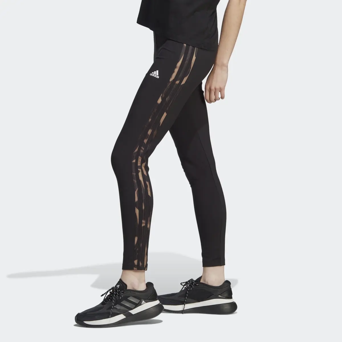 Adidas Vibrant Print 3-Stripes Cotton Leggings. 1