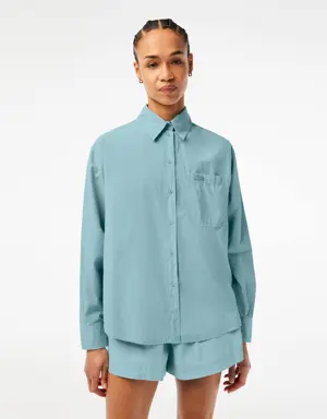 Camicia da donna oversize in popeline di cotone Lacoste