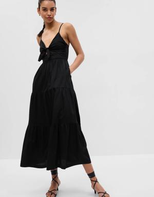 Tie-Front Cutout Maxi Dress black