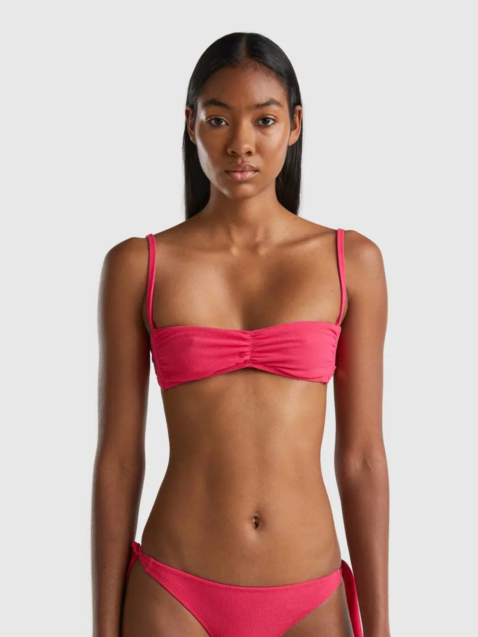Benetton bandeau bikini top in terry-look econyl®. 1