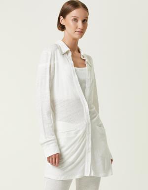 Amalfi Beyaz Keten Tunik Elbise