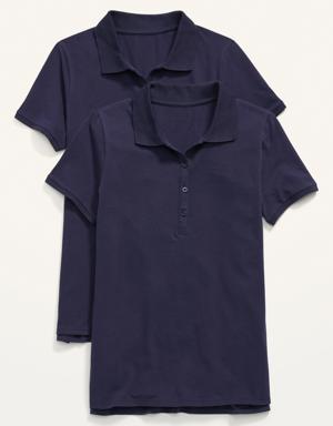 Old Navy Semi-Fitted Uniform Pique Polo Shirt 2-Pack for Women blue