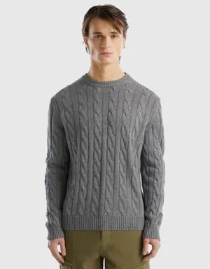 cable knit sweater in cashmere blend