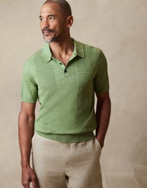 Giorgio Cotton-Linen Sweater Polo green