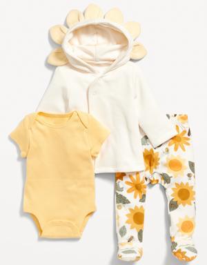Unisex 3-Piece Kimono Hoodie, Pants & Bodysuit Layette Set for Baby multi