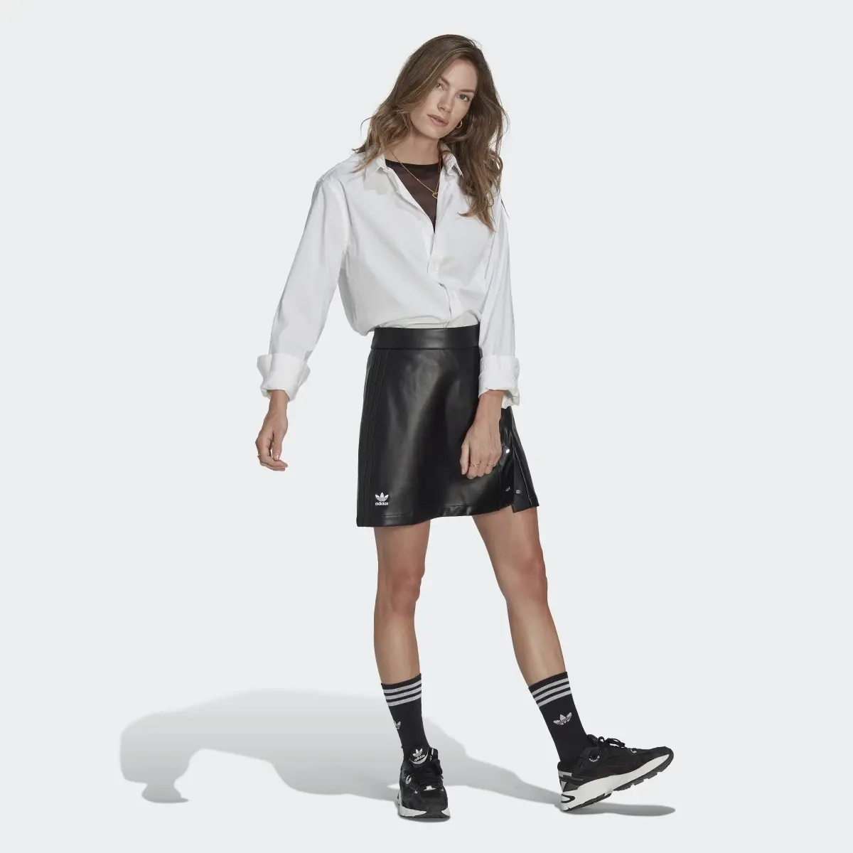 Adidas Centre Stage Faux Leather Skirt. 3